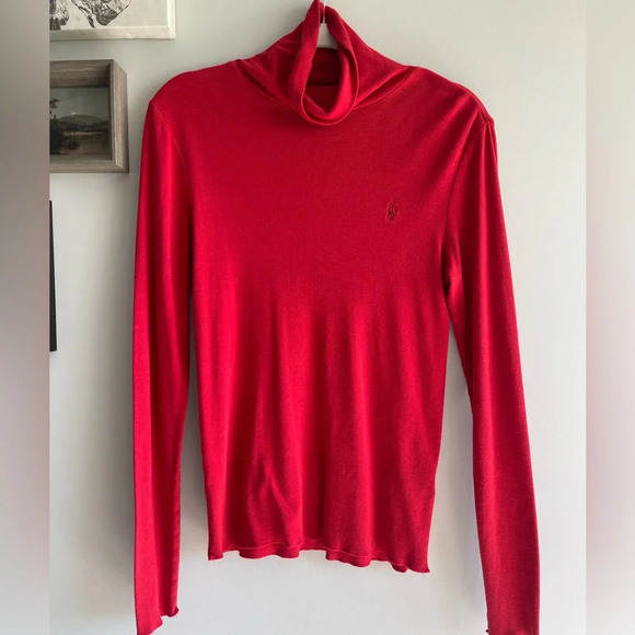 Ralph Lauren | Red Logo Lightweight Turtleneck Sweater XL - Picture 2 of 7